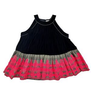 Anouk Grewal Velvet Plaid Embroidered Sleeveless Swing Top Women's Size 12